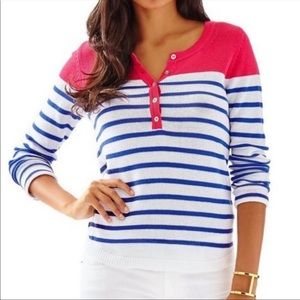 Lilly Pulitzer Adair Striped Sweater White Pink M